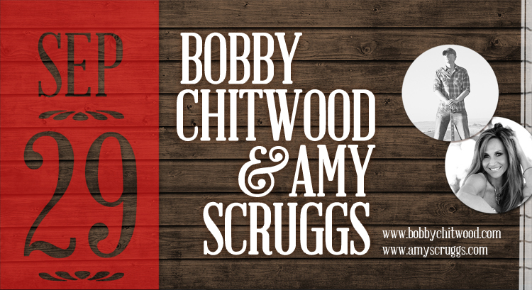 September 29: 
Bobby Chitwood and Amy Scruggs www.bobbychitwood.com
www.amyscruggs.com
